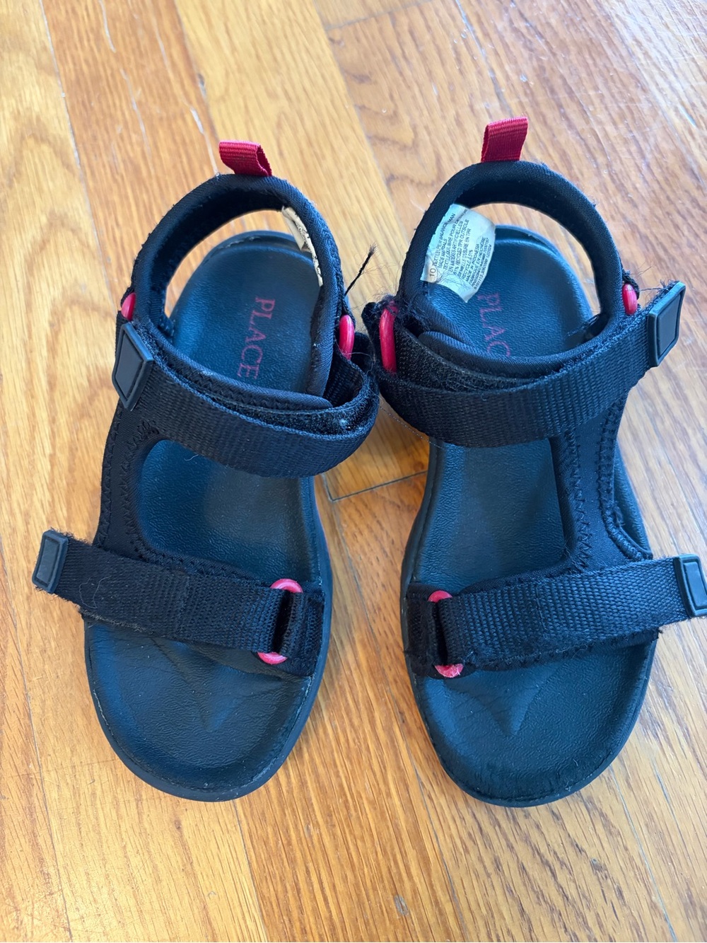 Children’s Place Toddler Black Sandals with Red Accents